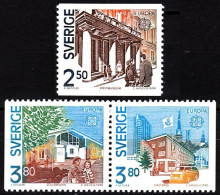 SWEDEN 1990 EUROPA: Post Offices, Architecture. Complete Set, MNH - 1990