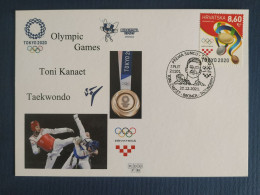 Croatia 2021 Taekwondo Toni Kanaet Bronze Medal Winner Olympic Games Tokyo 2020 Stationery & Commem. Postmark - Summer 2020: Tokyo