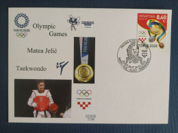 Croatia 2021 Taekwondo Matea Jelić Gold Medal Winner Olympic Games Tokyo 2020 Stationery & Commemorative Postmark - Zomer 2020: Tokio