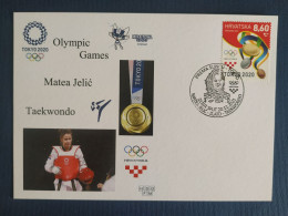Croatia 2021 Taekwondo Matea Jelić Gold Medal Winner Olympic Games Tokyo 2020 Stationery & Commemorative Postmark - Estate 2020 : Tokio