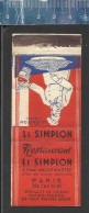 RESTAURANT LE SIMPLON  - MONTMARTRE PARIS - OLD MATCHCOVER - POCHETTE D'ALLUMETTES  ANCIENNE FRANCE LASTAR LA1374 - Boites D'allumettes - Etiquettes