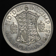 Grande-Bretagne / United Kingdom, George VI, 1/2 Crown, 1945, Argent (Silver), SUP (AU), KM#856, Sp.4080 - K. 1/2 Crown