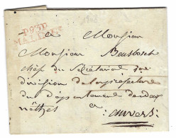 1808 - Lettre De P.93.P. / MALINES  ( Les Deux Nethes ) 33 Mm Rouge Pour Anvers - 1794-1814 (Französische Besatzung)