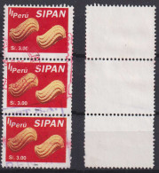 Peru Mi# 1518 Used Strip Of 3 Indio SIPAN Gold 1994 - Peru