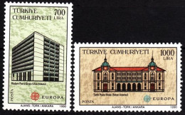 TURKEY 1990 EUROPA: Post Offices, Architecture. Complete Set, MNH - 1990