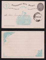 Peru 1890 Stationery Postcard 1c Local Use - Peru
