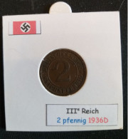 Pièce De 2 Reichspfennig De 1936D (Munich) - 2 Reichspfennig