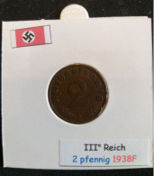 Pièce De 2 Reichspfennig De 1938F (Stuttgard) - 2 Reichspfennig