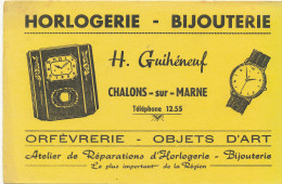 BU 2774   BUVARD -  HORLOGERIE BIJOUTERIE  H. GUIHENEUF  CHALONS-SUR-MARNE    ( 21,00 Cm X 13,50 Cm) - Produits Ménagers