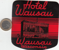 ETIQUETA - STICKER - LUGGAGE LABEL  HOTEL WAUSAU - WISCONSIN -    ETATS UNIS - UNITED STATES - - Etiquetas De Hotel