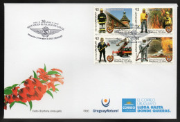 URUGUAY 2023 (Fireman, Air Force, Truck, Crane, Bronto Skylift, Refinery, Protection Suit) – Cover With Special Postmark - Aardolie