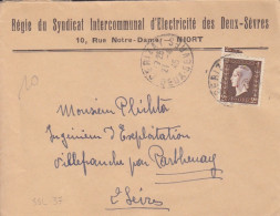 Lettre à Entête "Syndicat D'Electric" Obl. Cerizay Le 21/4/45 Sur 2f00 Dulac N° 692 (Tarif Du 1° Mars 45) Pour Parthenay - 1944-45 Marianne De Dulac