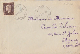 Lettre Obl. Foug (horoplan) Le 29/3/45 Sur 2f00 Dulac N° 692 (Tarif Du 1° Mars 45) Pour Nancy - 1944-45 Marianne De Dulac