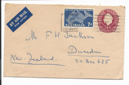 Australien U 36 ZF -  4 D Elisabeth Ganzsachen-Umschlag M. 7 D ZF Von Victoria Nach Neuseeland Bedarfsverwendet - Postal Stationery