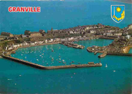 50 - Granville - La Haute Ville Les Ports Et La Côte Vers Donville - Vue Aérienne - Blasons - Carte Neuve - CPM - Voir S - Granville