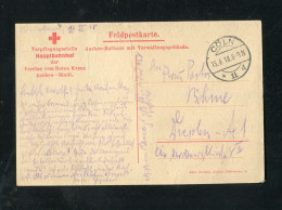 "DEUTSCHES REICH" 1918, Feldpostvordruckkarte "ROTES KREUZ-Verpflegungsstelle Aachen", Stempel "Coeln", Rs. Bild (3302) - Feldpost (portvrij)