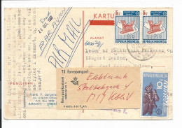 Indonesien P? Postkartenformular Ohne Wertangabe 1967 Mit 20 S. Marken N. Dänemark Per Lp, Retour Da Adresse Ungenügend - Indonésie