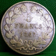 MONNAIE LOUIS PHILIPPE I  , 5 FRANCS 1847 A PARIS Argent  FRANCE OLD SILVER COIN - 5 Francs