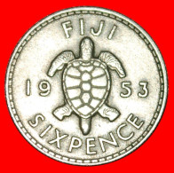 * GREAT BRITAIN (1953-1967): FIJI  6 PENCE 1953 TURTLE! ELIZABETH II (1953-2022)  · LOW START ·  NO RESERVE! - Fidji