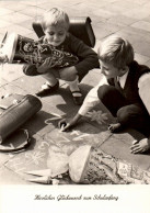 G8195 - Glückwunschkarte Schulanfang - Junge Mädchen Zuckertüte - Verlag Reichenbach DDR - Children's School Start
