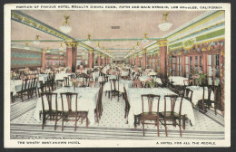 Of Dining Room At Hotel Rosslyn In Los Angeles, California - Old Postcard (see Sales Conditions) 9492 - Los Angeles