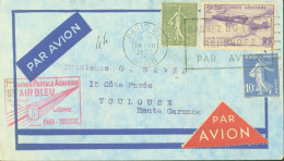 1ère Liaison Postale Aérienne Sté Air Bleu 25 7 1935 Paris Toulouse CAD Paris 25 7 35 Avion YT 234 279 Ae 7 Flamme - 1927-1959 Briefe & Dokumente