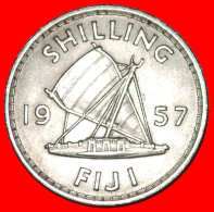 * GREAT BRITAIN (1957-1965): FIJI  1 SHILLING 1957 SHIP! ELIZABETH II (1953-2022)  · LOW START ·  NO RESERVE! - Fiji