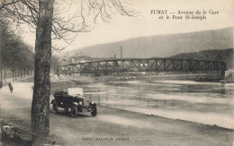 Fumay * Avenue De La Gare Et Le Pont St Joseph * Automobile Ancienne Cabriolet Marque Type Modèle ? * Auto Voiture - Fumay