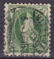 Stehende Helvetia 67D, 25 Rp.grün  GENEVE  (Abart/Retouche)        1899 - Oblitérés