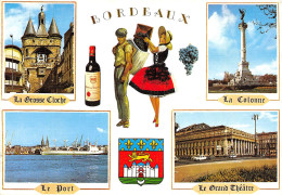 33 - BORDEAUX - LA GROSSE CLOCHE - LA COLONNE -LE PORT - LE GRAND THEATRE - COSTUME RAISIN - Bordeaux