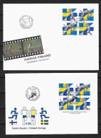 1994 Joint Finland And Sweden, BOTH FDC'S WITH BLOCKS OF 4 STAMPS: Athletics - Joint Issues