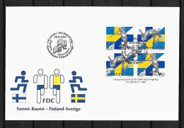 1994 Joint Finland And Sweden, OFFICIAL FDC FINLAND WITH BLOCK OF 4 STAMPS: Athletics - Joint Issues