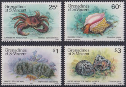 F-EX46525 GRENADINES ST VINCENT MNH 1985 SEA MARINE WILDLIFE REEF CRAB SHELL.  - Poissons