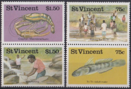 F-EX46529 ST VINCENT MNH 1986 FISH FICHERMEN CRAYFISHING CRAYFISH TRI TRI.  - Poissons