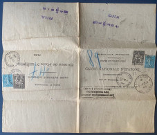 France 1938 Entier Postal Chaplain 1.50 F Noir +50 C Semeuse Format 278 X 238 Mm. + Griffe Pour La Recommandation CHA P4 - Rohrpost