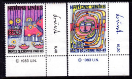UNITED NATIONS GENEVA - 1983 DECLARATION OF HUMAN RIGHTS SET (2V) FINE MNH ** SG G119-G120 - Nuovi