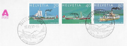 BATEAUX A VAPEUR DE SUISSE 2011 - LETTRE ENTIERE DE 3 TIMBRES POUR LA FRANCE - CACHETS ILLUSTRES DOMATENS, A VOIR - Brieven En Documenten