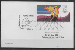 USA   Carte PAP Jo 1984 Aviron - Canottaggio