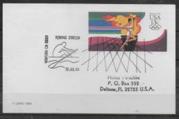 USA   Carte PAP Jo 1984 Aviron - Rowing