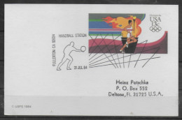 USA   Carte PAP Jo 1984 Hand Ball - Pallamano