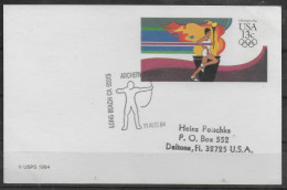 USA   Carte PAP Jo 1984 Tir A L Arc - Bogenschiessen