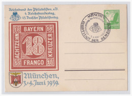 Dt.- Reich (000999) Privatganzsache Fech PP142/ C45/ 01, Reichsbund Der Philatelisten München 3+4.6.1939, Blanco Gest - Private Postwaardestukken
