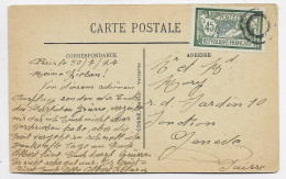 MERSON 45C CARTE ECRITE DE  PARIS 30.7.1924 ANNULATION CIBLE DE SUISSE EN ARRIVEE - 1900-27 Merson