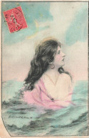 FANTAISIES - Une Femme Dans Les Vagues De La Mer - Colorisé  - Carte Postale Ancienne - Mujeres