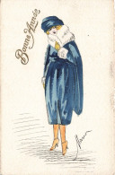 FÊTES ET VOEUX - Nouvel An - Une Dame Bien Au Chaud - Manon - Colorisé - Carte Postale Ancienne - Nouvel An