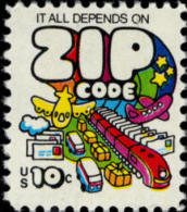 1973 USA Zip Code Stamp Sc#1511 Post Train Bus Plane - Bussen