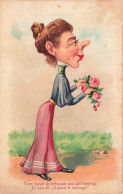 ILLUSTRATEUR - Votre Fiancée De Ce Bouquet Vous Fait Hommage Et Vou Dit... - Colorisé - Carte Postale Ancienne - Other & Unclassified