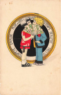 ILLUSTRATEUR - Un Jeune Couple S'embrassant Derrière Un éventail - Colorisé - Carte Postale Ancienne - Other & Unclassified