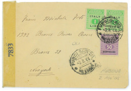 P2565 - ITALIA , OCCUPAZIONE ALLEATA DELLA SICILIA , IN TARIFFA DI L. 2,50 PER GLI USA, DA FURCI SICULO (R!) 1944 - Anglo-Amerik. Bez.: Sicilë