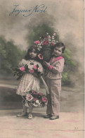 ENFANTS - Joyeux Noël - Deux Enfants Avec Des Paniers De Roses - Colorisé - Carte Postale Ancienne - Autres & Non Classés